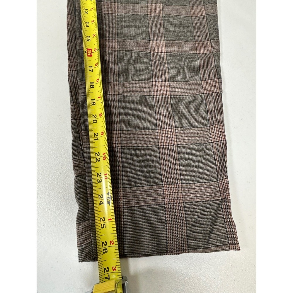Old Navy Billie Straight Pants Women's Small Brown Plaid High Rise Trousers Fall - Picture 8 of 8